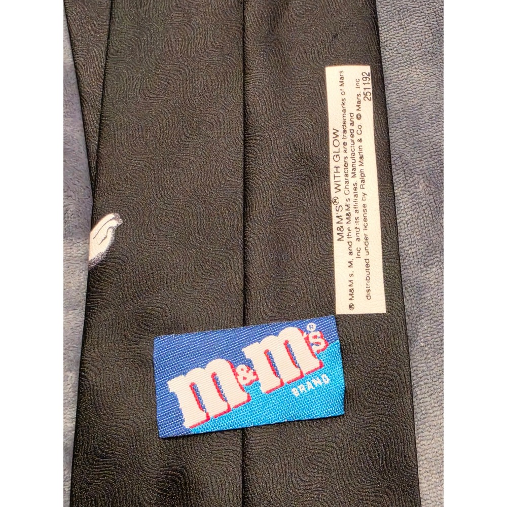 Vintage M&M's With Glow Ralph Marlin Black Novelty Graphic Tie Candy Characters - Picture 5 of 7